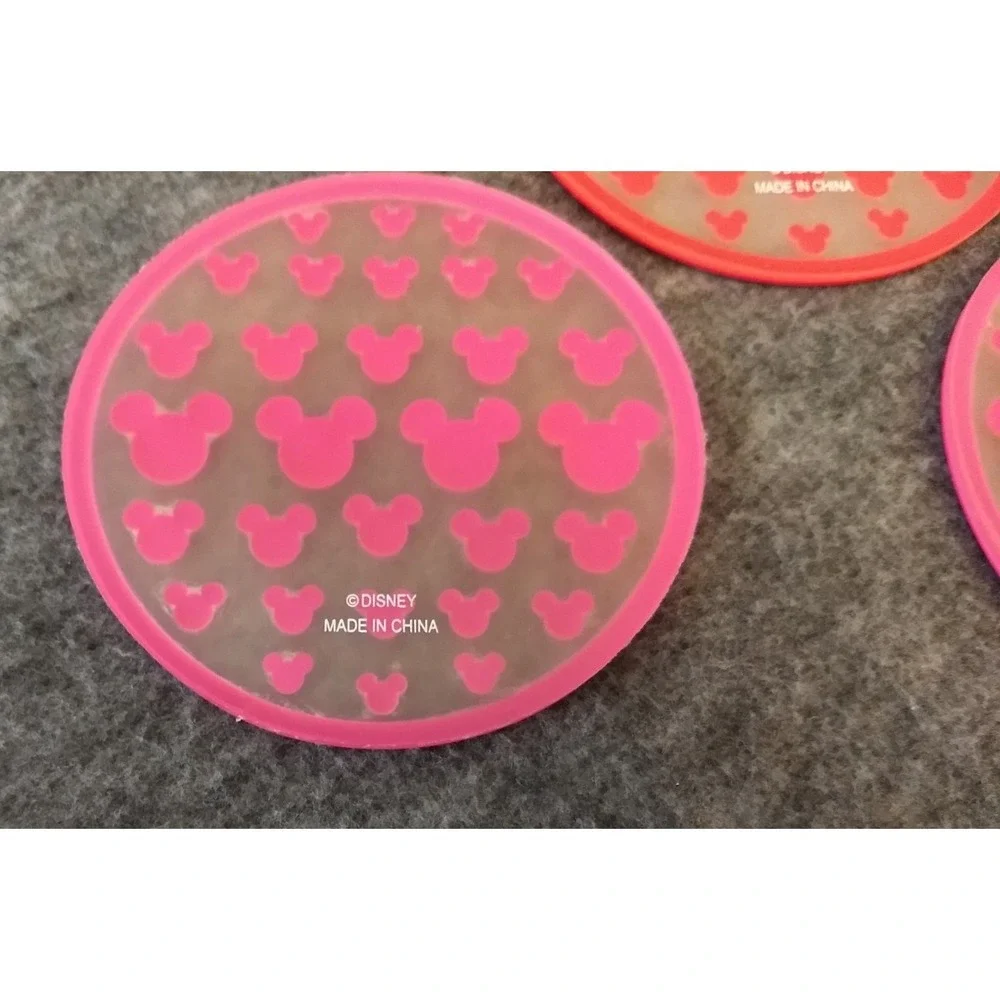 DISNEY Mickey Mouse Silicone Coasters‎ Lot of 5 Mickey Ears 3 Colors Stackable